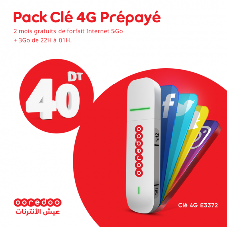 CLE 4G OOREDOO PACK 40DT